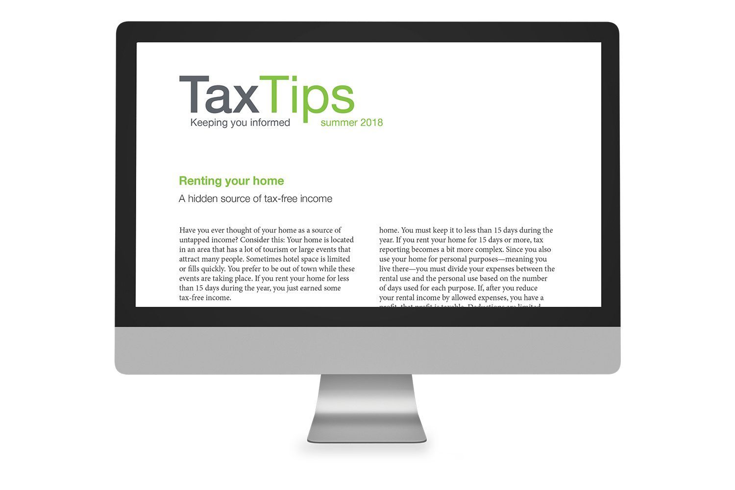 Tax Tips Client Newsletters – Downloadable – (Summer 2018) - #TTD3820